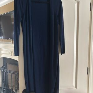 White House Black Market Navy Blue Duster